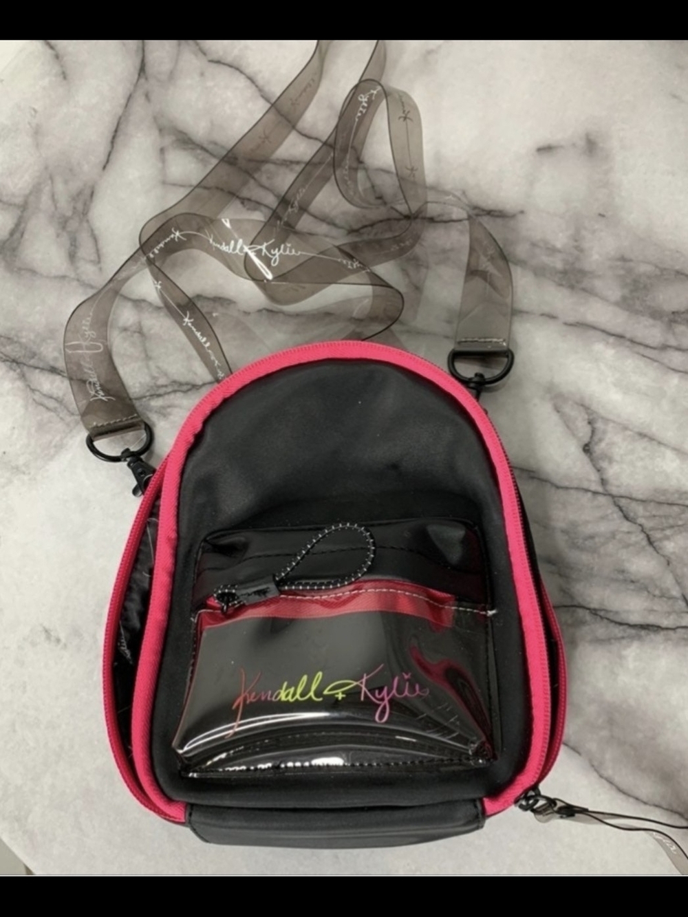 Kendall & Kylie Black and Hot Pink Mini Crossbody Bag